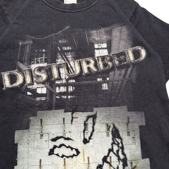 Vintage 2008 Disturbed Heavy Metal Band Graphic T Shirt Big Print Mens S - Picture 2 of 6